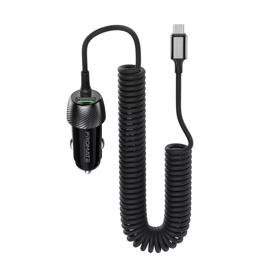 Promate 33W Car Charger with USB-C Cable