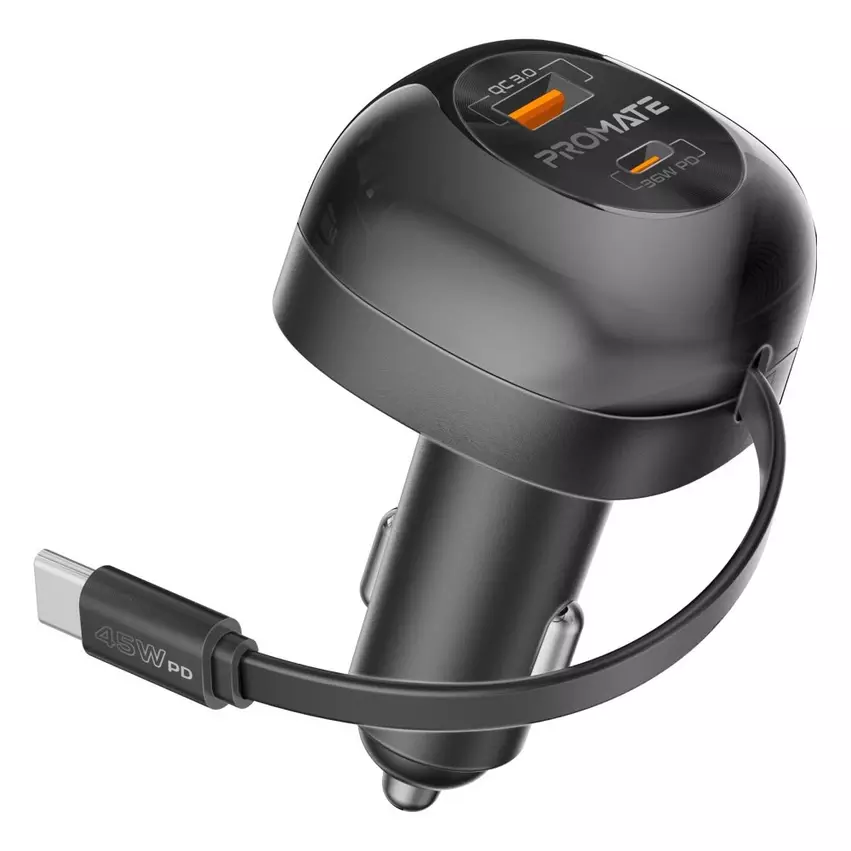 Promate 62W Car Charger with 45W USB-C Cable