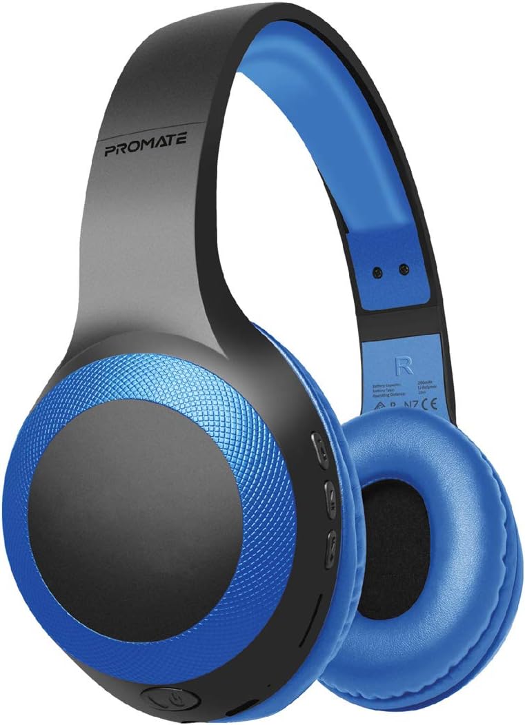 Promate Wireless Headphones with 8-Hour Battery Blue