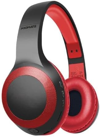 Promate Wireless Headphones with 8-Hour Battery Red