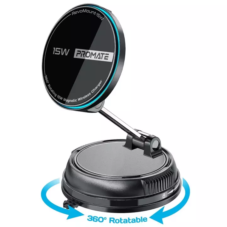 Promate MagSafe Phone Holder with Wireless Charger 360°