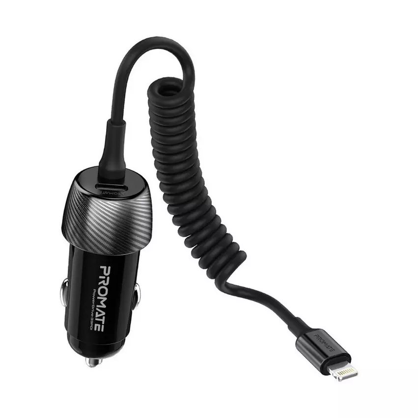 Promate 33W Car Charger with Lightning Cable